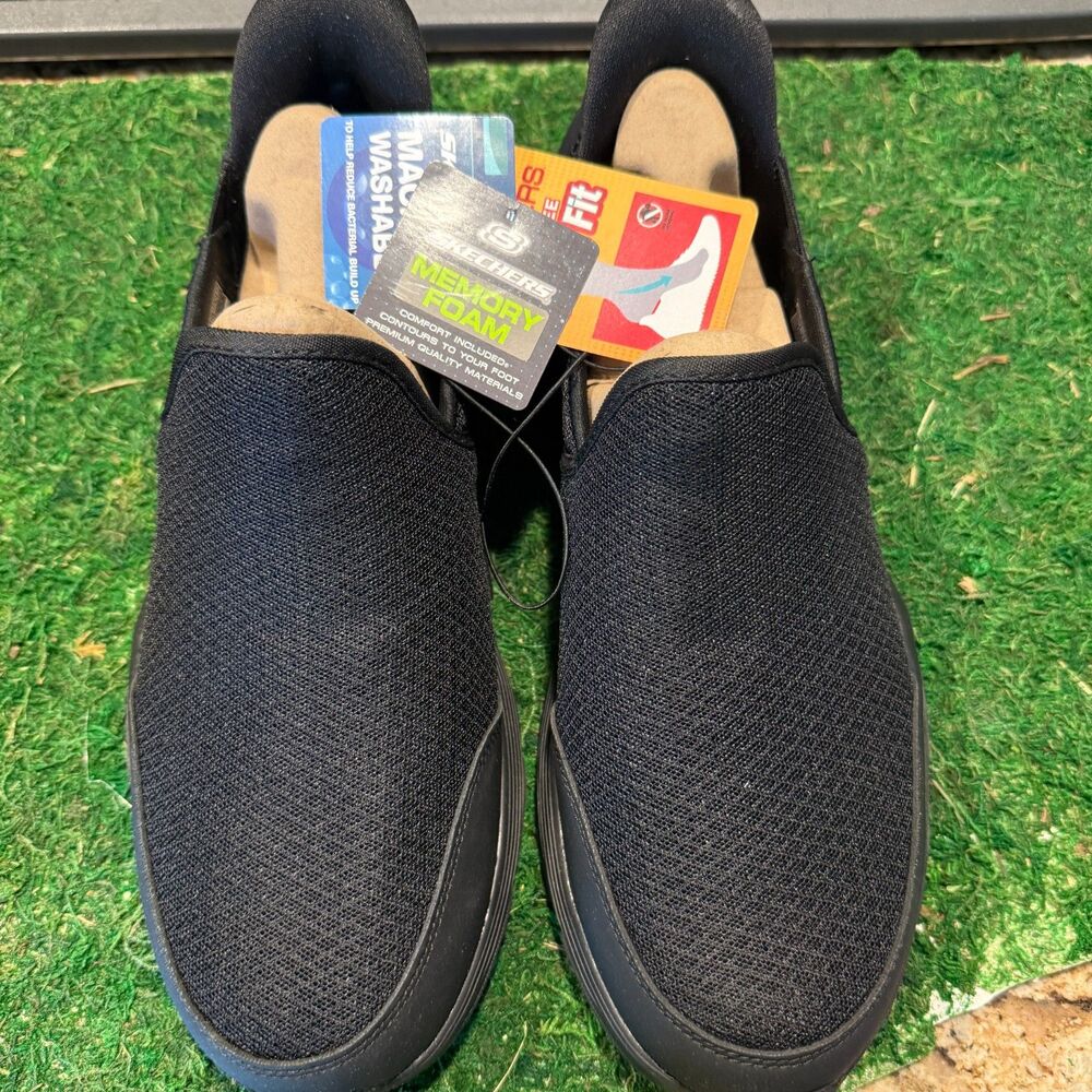 Skechers Black Men 8 1/2 Women 10 Slip on athletic tennis Shoe